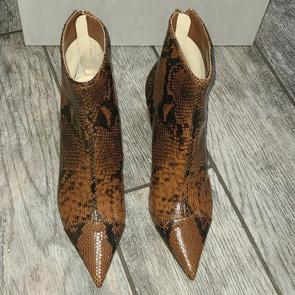 JIMMY CHOO Kix 65 Cuoio Snake Print Pointed Toe Leather Boots Size 36.5 ITALY - Picture 12 of 17